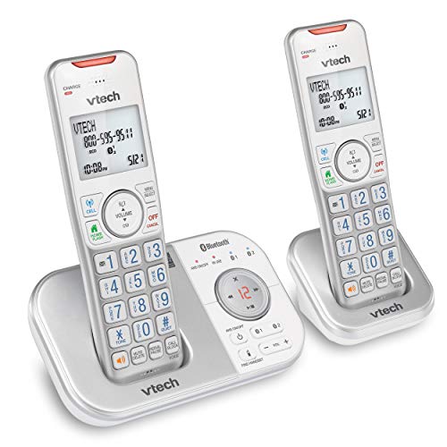 VTech VS112-27 DECT 6.0 Bluetooth 2 Handset Cordless Phone for Home with Answering Machine, Call Blocking, Caller ID, Intercom and Connect to Cell (White)
