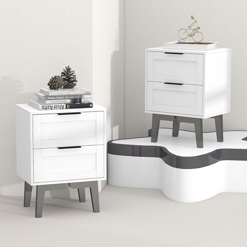 2 Pack Mid Century Nightstand with Drawer