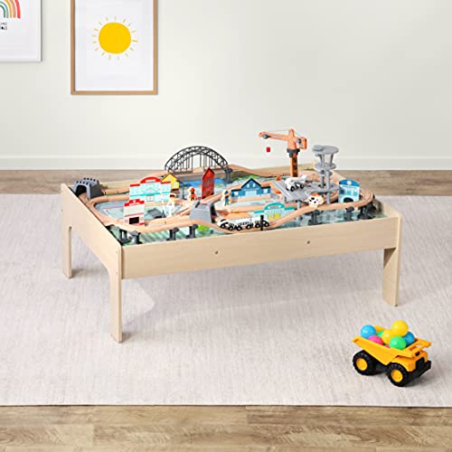 120-Piece Wooden Train Set by Amazon Basics