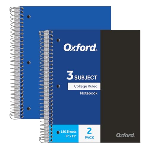 2 Pack Oxford 3-Subject Spiral Notebooks