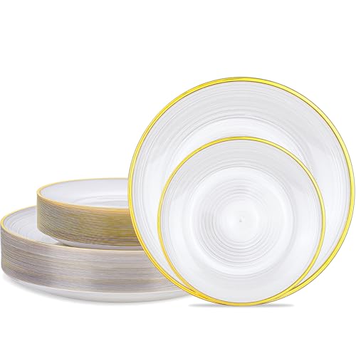 60 Count Plastic Disposable Dinner Plates Set