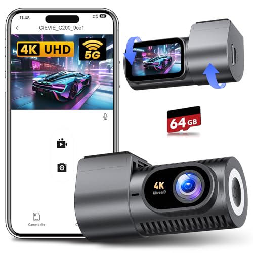 4K Mini Dash Cam, 64GB, WiFi, Night Vision