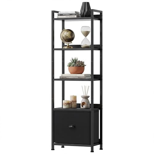 5 Tier Bookshelf with Fabric Drawer