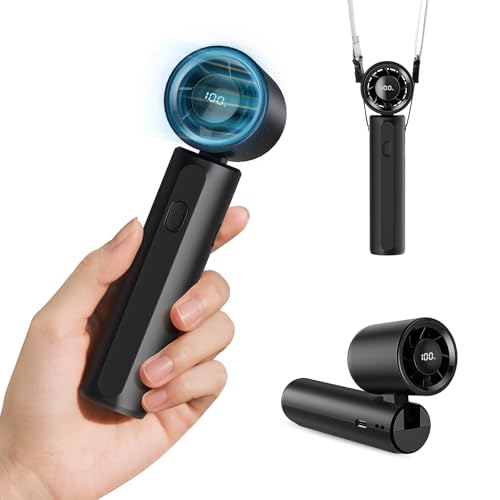 High-Speed Rechargeable Handheld Fan with LED Display