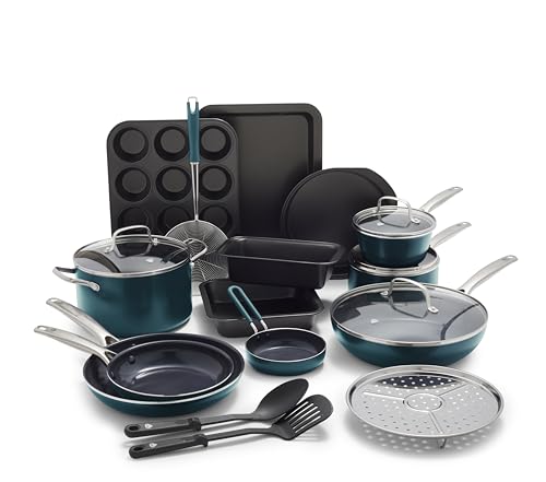 20 Piece Blue Diamond Nonstick Cookware Bakeware Set