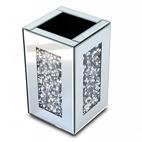 Crushed Diamond Mirrored Vase 6x6x10 inch Crystal Silver Glass Stunning Decorative Vase Flower Luxury for Home Decor. Can’t Hold Water.