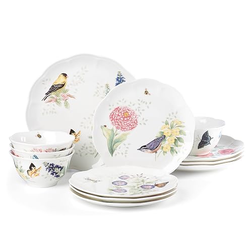 12 Piece Lenox Butterfly Meadow Flutter Dinnerware Set