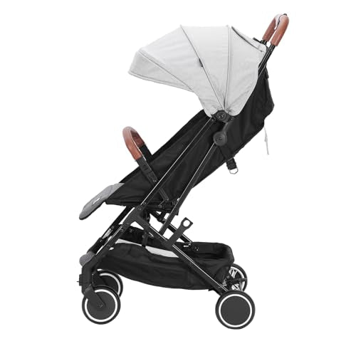 VEVOR Standard Baby Infant Stroller, Toddler Stroller with 95°-150° Adjustable Backrest & & 0/90°Adjustable Footrest & One-Click Folding, Newborn Stroller with Cup Holder and Carry Bag, Light Grey