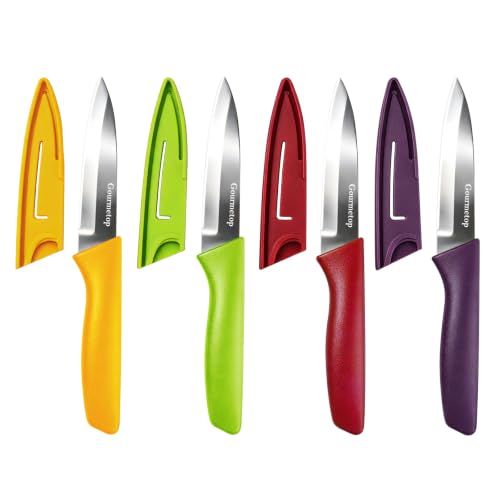4 Pack Paring Knives with Sheaths, Dishwasher Safe