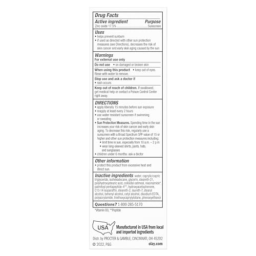 Olay Sensitive Mineral Sunscreen Zinc Oxide Sunscreen Broad Spectrum SPF 30 50 ml (1.7oz)