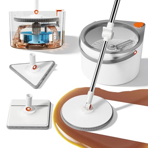 Spin Mop and Bucket Set with Clean Water Separation