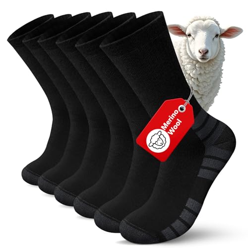 3 Pairs Merino Wool Hiking Crew Socks Thermal Cushioned