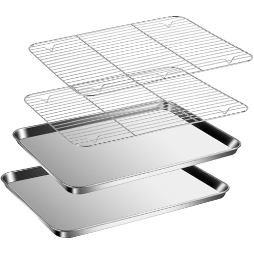 2 Pack Baking Sheet and Cooling Rack Set, Stainless Steel