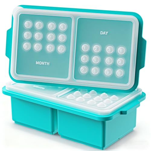 2 Pack Silicone 2-Cup Freezer Trays with Date Mark Lids