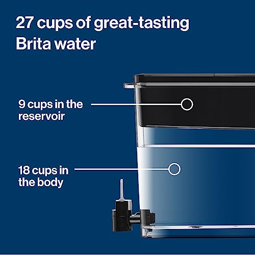 Brita XL Water Filter Dispenser for Tap and Drinking Water with 2 Elite Filters, Reduces 99% Of Lead, Lasts 6 Months Each, 27-Cup Capacity, BPA Free, Black