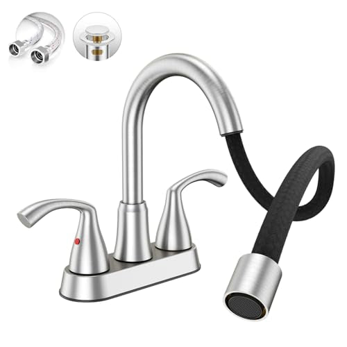 Pull-Out Sprayer Centerset Bathroom Sink Faucet
