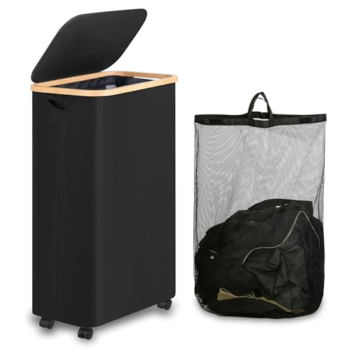 75L Slim Laundry Hamper with Wheels and Lid