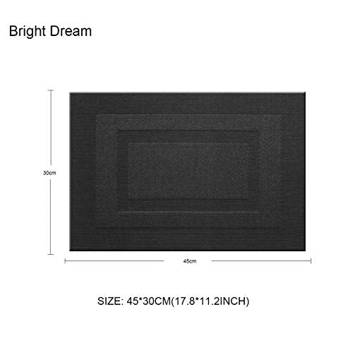 Bright Dream Place Mats Indoor set of 4 Placemasts Woven Washable Easy to Clean PVC Placemat (placemats Set of 4, Black)