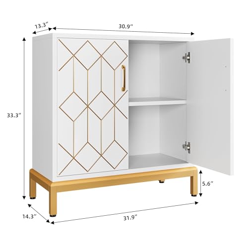 GarveeHome Accent Buffet Cabinet, Sideboard Buffet Cabinet with Storage, Modern Buffet Storage Cabinet with Doors and Shelves for Kitchen, Office, Dining Room, Living Room, White