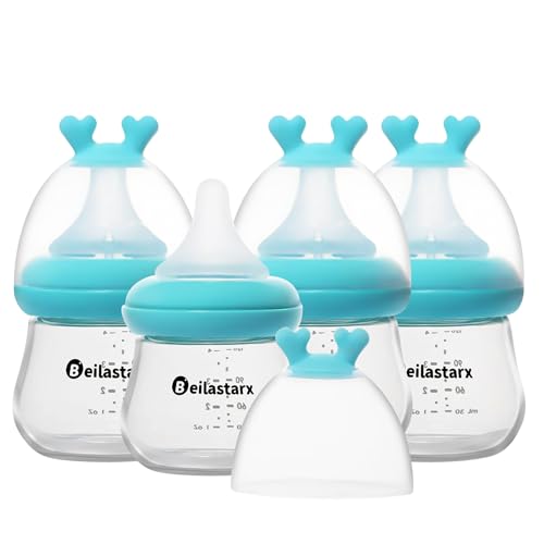 4 Pack Glass Anti Colic Wide Neck Baby Bottles