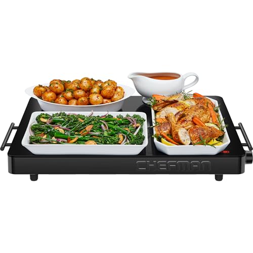 Chefman Electric Warming Tray, 21"x16" Glass Surface
