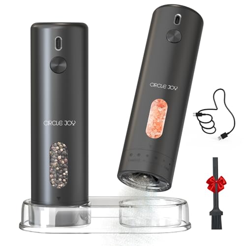 Electric Salt and Pepper Grinder Set, Rechargeable, Adjustable