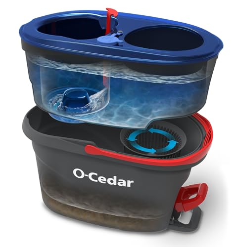 O-Cedar EasyWring RinseClean Microfiber Spin Mop & Bucket Floor Cleaning System, Grey