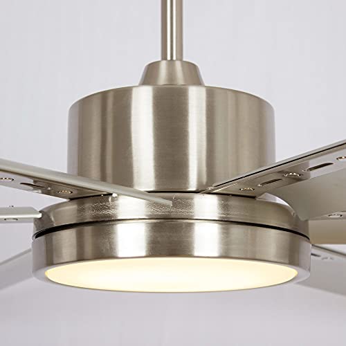 Ceiling Fans with Lights 65" Ceiling Fan with Remote Large Ceiling Fan for Shop Garage Porch Indoor Outdoor, DC Motor Reverse Airflow Fan Living Room, LED Light with Fan, DOE Tested, Brushed Nickel