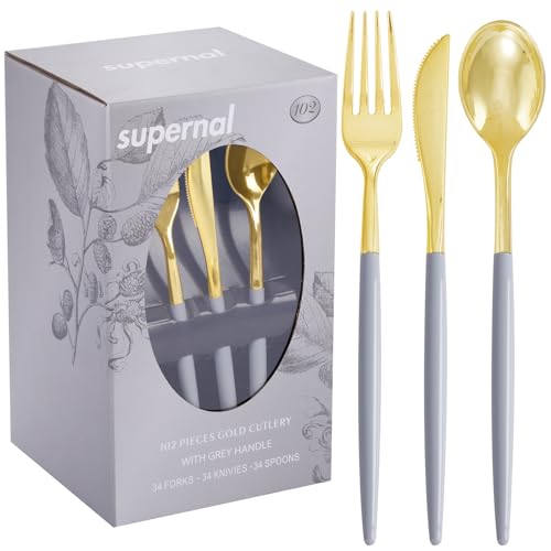 102 Piece Plastic Silverware Set Disposable Cutlery