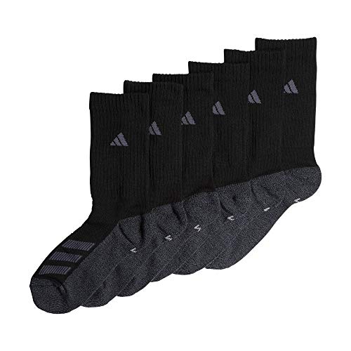 adidas Kids-Boy's/Girl's Cushioned Angle Stripe Crew Socks (6-Pair), Black/Onix Grey/Night Grey, Medium