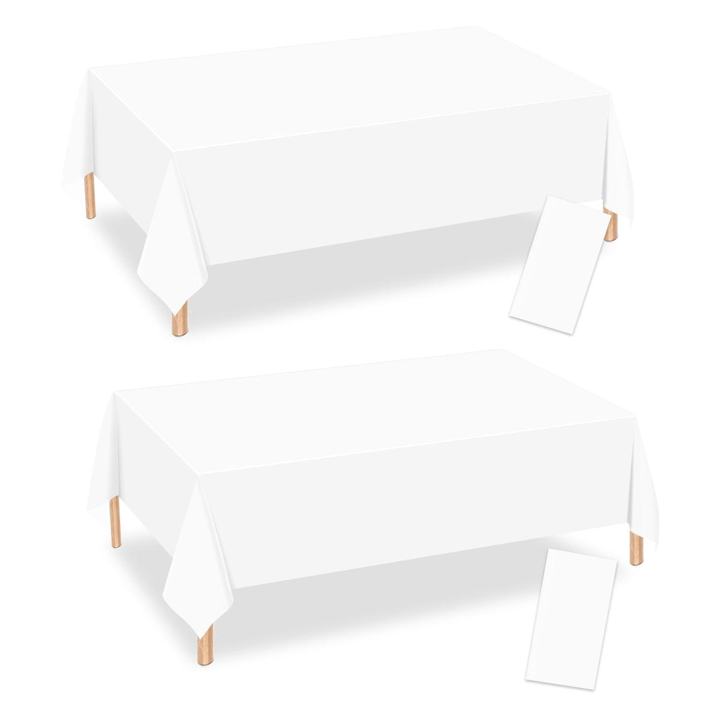 2 Pack 54" × 108" Disposable White Tablecloths for Parties