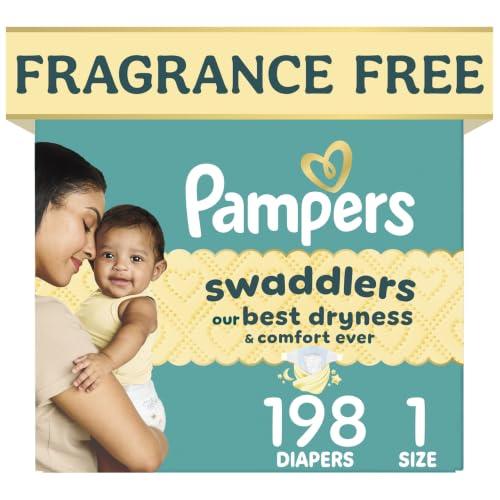 198 Count Pampers Swaddlers Hypoallergenic Baby Diapers (Size 1)