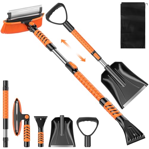 Extendable Ice Scraper and Snow Brush with Shovel