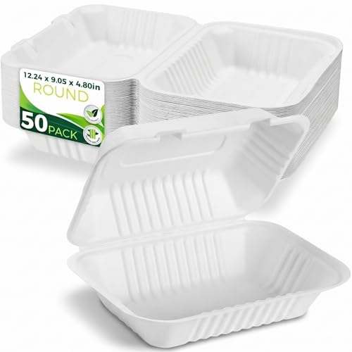 75 Pack Compostable Clamshell Take Out Food Containers