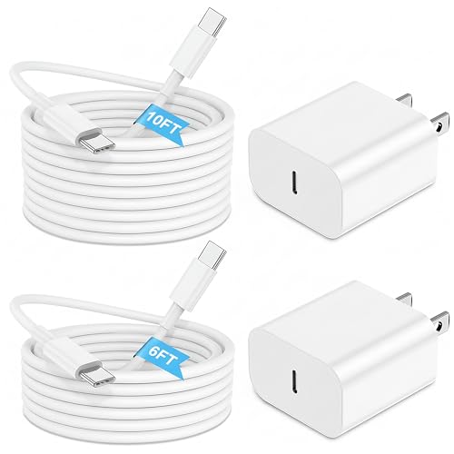 2 Pack iPhone Fast Charger with 6FT 10FT Cables