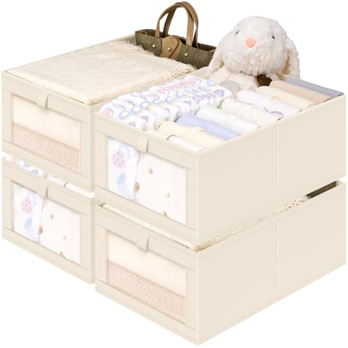 4 Pack Foldable Closet Storage Bins with Window