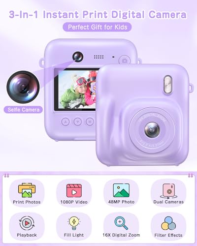48MP Instant Print Camera for Kids