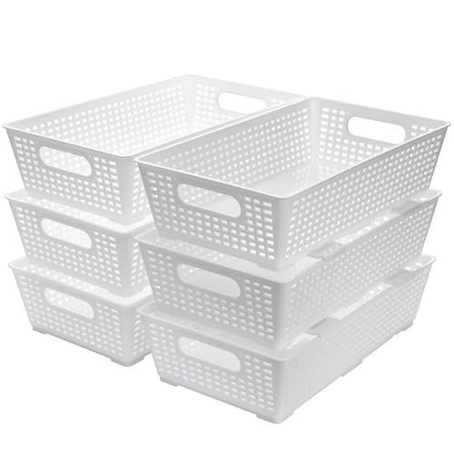 6 Pack Stackable Woven Plastic Storage Baskets