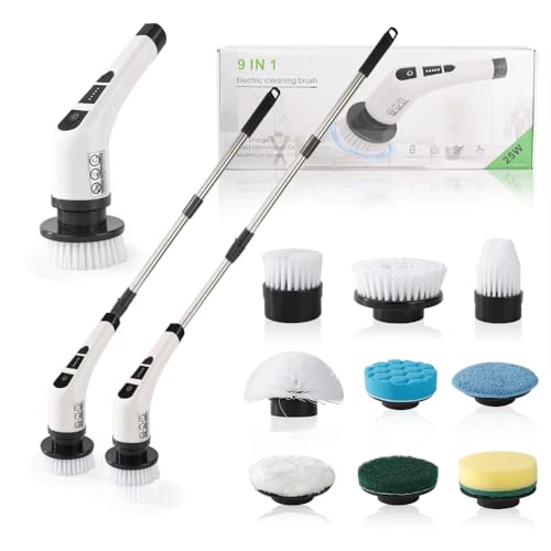 Electric Spin Scrubber Cordless Cleaning Brush with 9 Heads