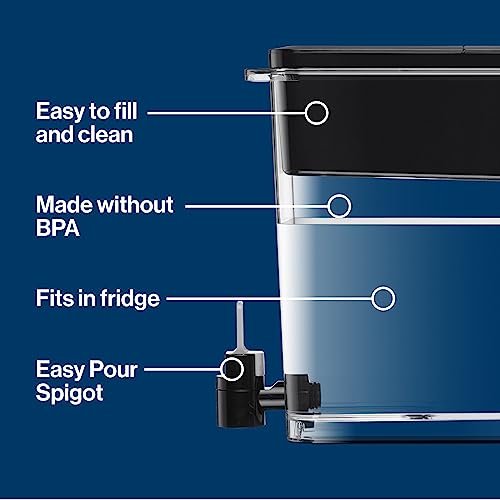 Brita XL Water Filter Dispenser for Tap and Drinking Water with 2 Elite Filters, Reduces 99% Of Lead, Lasts 6 Months Each, 27-Cup Capacity, BPA Free, Black