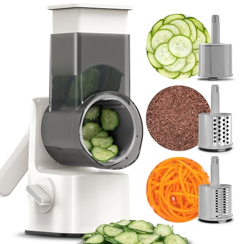 Rotary Vegetable Mandoline Slicer with 3 Blades