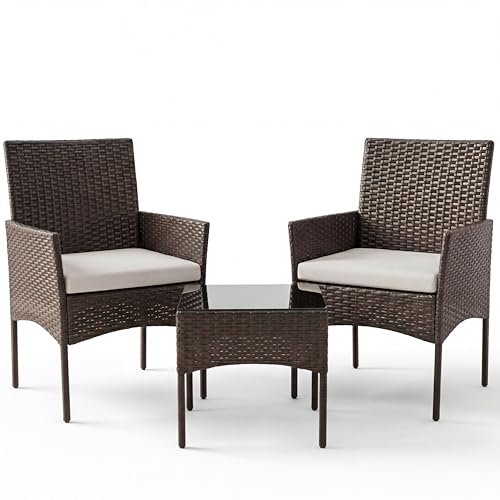3 Piece Wicker Patio Conversation Bistro Set