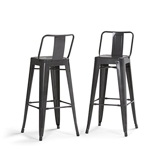 2 Pack 30-Inch Metal Bar Stools with Backs