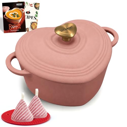 2 Quart Heart Shaped Enameled Cast Iron Dutch Oven