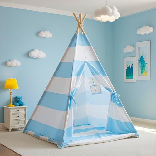 Kids Teepee Play Tent with Mat and Lights