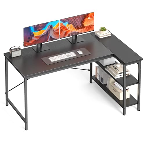 L Shaped Computer Desk with Storage Shelves