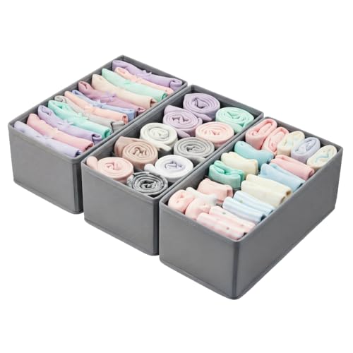 3 Pack Foldable Fabric Drawer Organizer Bins