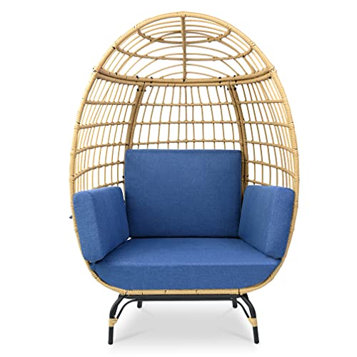 SereneLife Wicker Egg Chair with Cushions