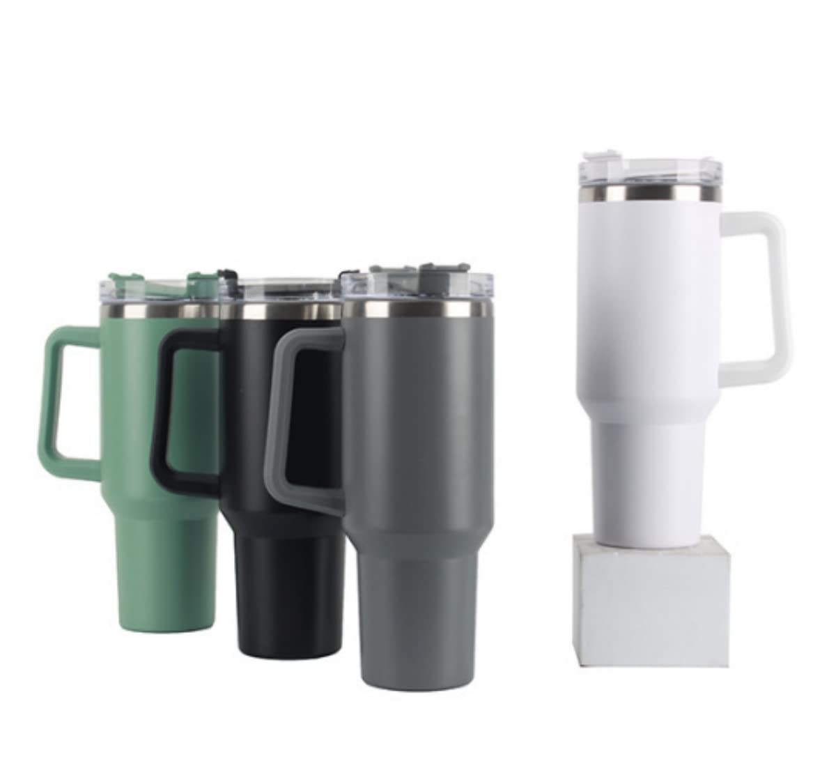 40oz Insulated Travel Mug with Handle & Straw