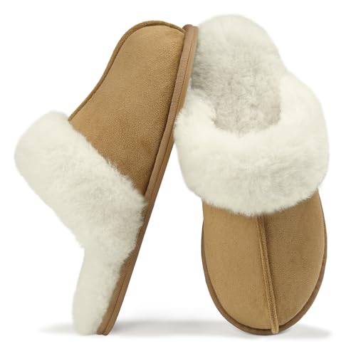 Fuzzy Memory Foam Indoor House Slippers for Women